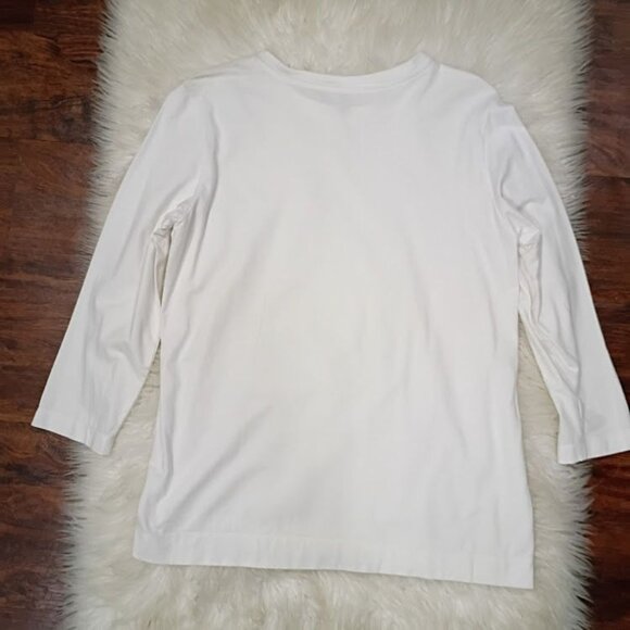 Hinson Wu White 3/4 Sleeve Boat Neck Double Knit Panel Shirt S - Picture 4 of 9